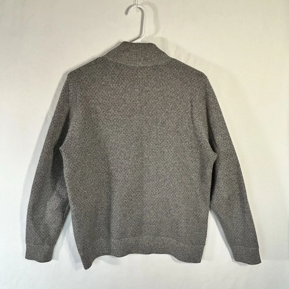 Saks Fifth Avenue Men's 100% Cashmere Quarter-Zip Pullover Sweater Gray Medium